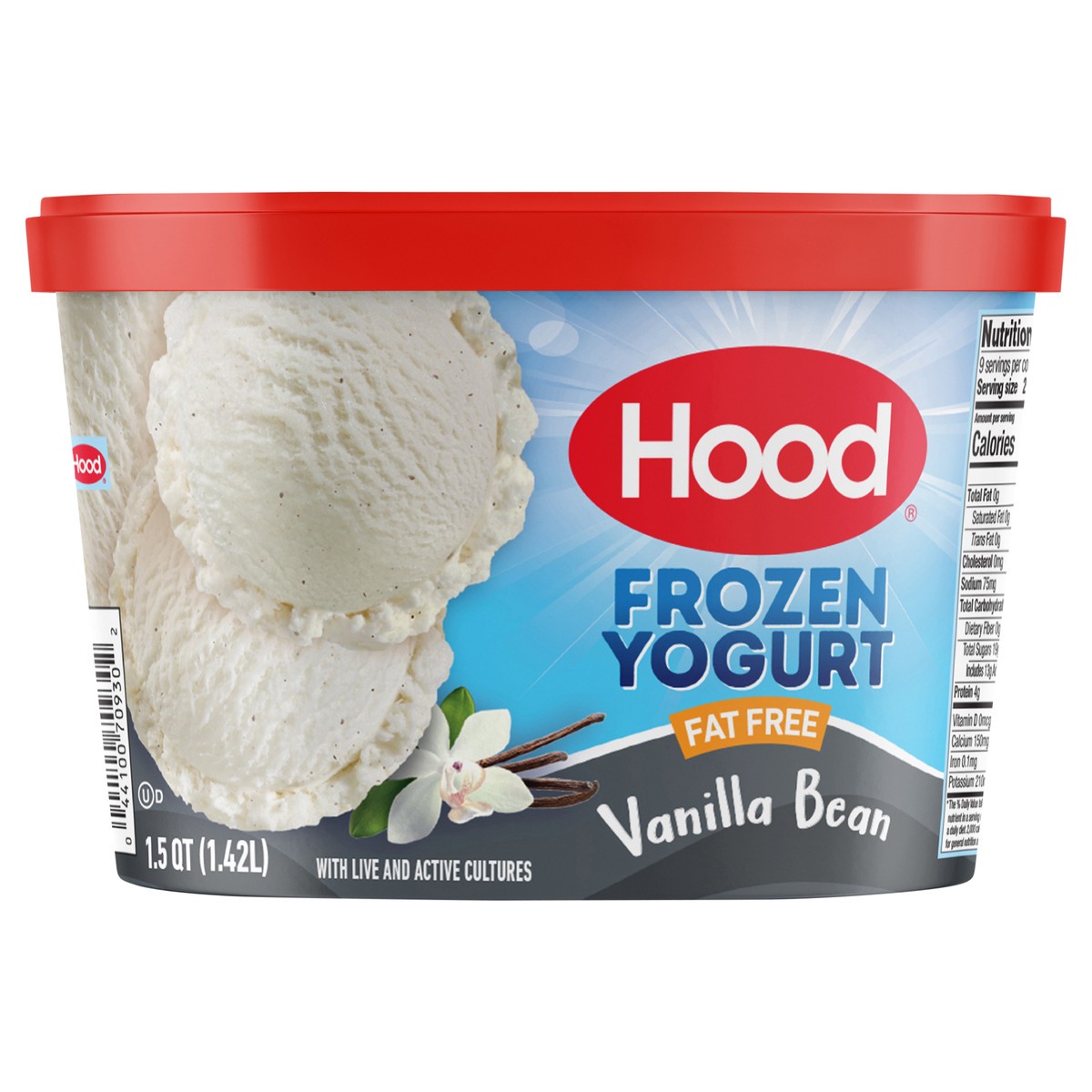 slide 1 of 4, Hood Vanilla Bean Fat Free Frozen Yogurt, 1.5 Quarts, 48 oz
