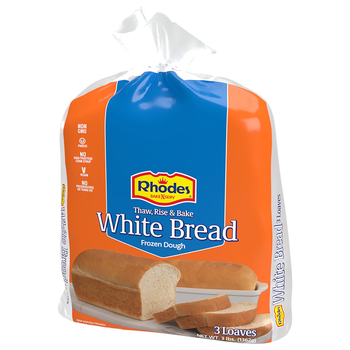 slide 4 of 4, Rhodes Bake-N-Serv White Bread Dough, 3 ct