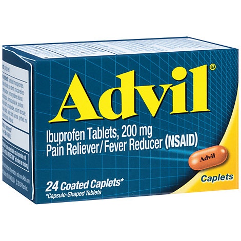slide 1 of 1, Advil Pain Reliever/Fever Reducer Coated Caplet Ibuprofen Temporary Pain Relief, 24 ct