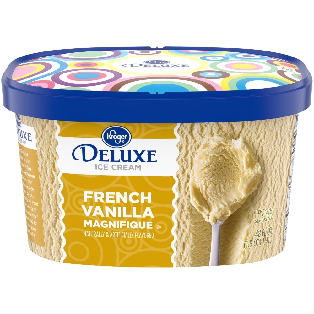 slide 1 of 1, Kroger Deluxe French Vanilla Magnifique Ice Cream, 48 fl oz