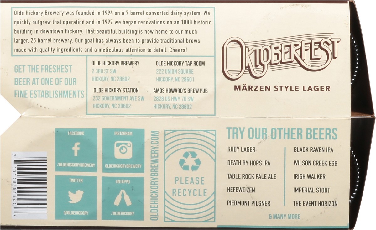 slide 5 of 9, Olde Hickory Brewery Marzen Style Lager Oktoberfest Beer 6 - 12 oz Bottles, 6 ct