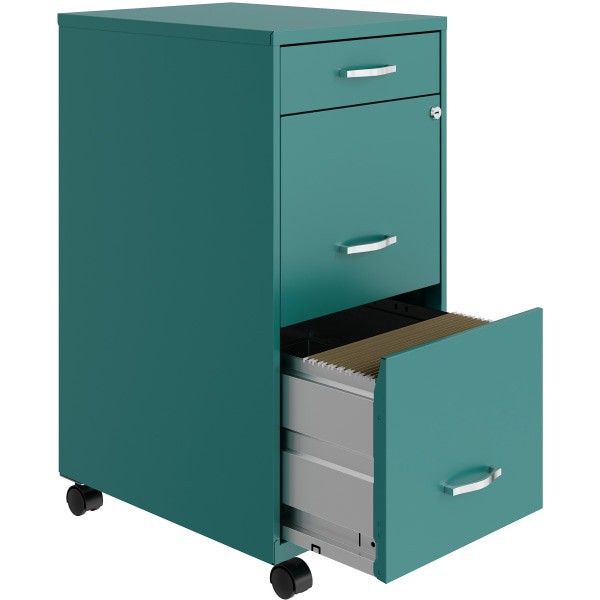 slide 4 of 6, Realspace Soho Organizer 18""D Vertical 3-Drawer Mobile File Cabinet, Teal, 1 ct