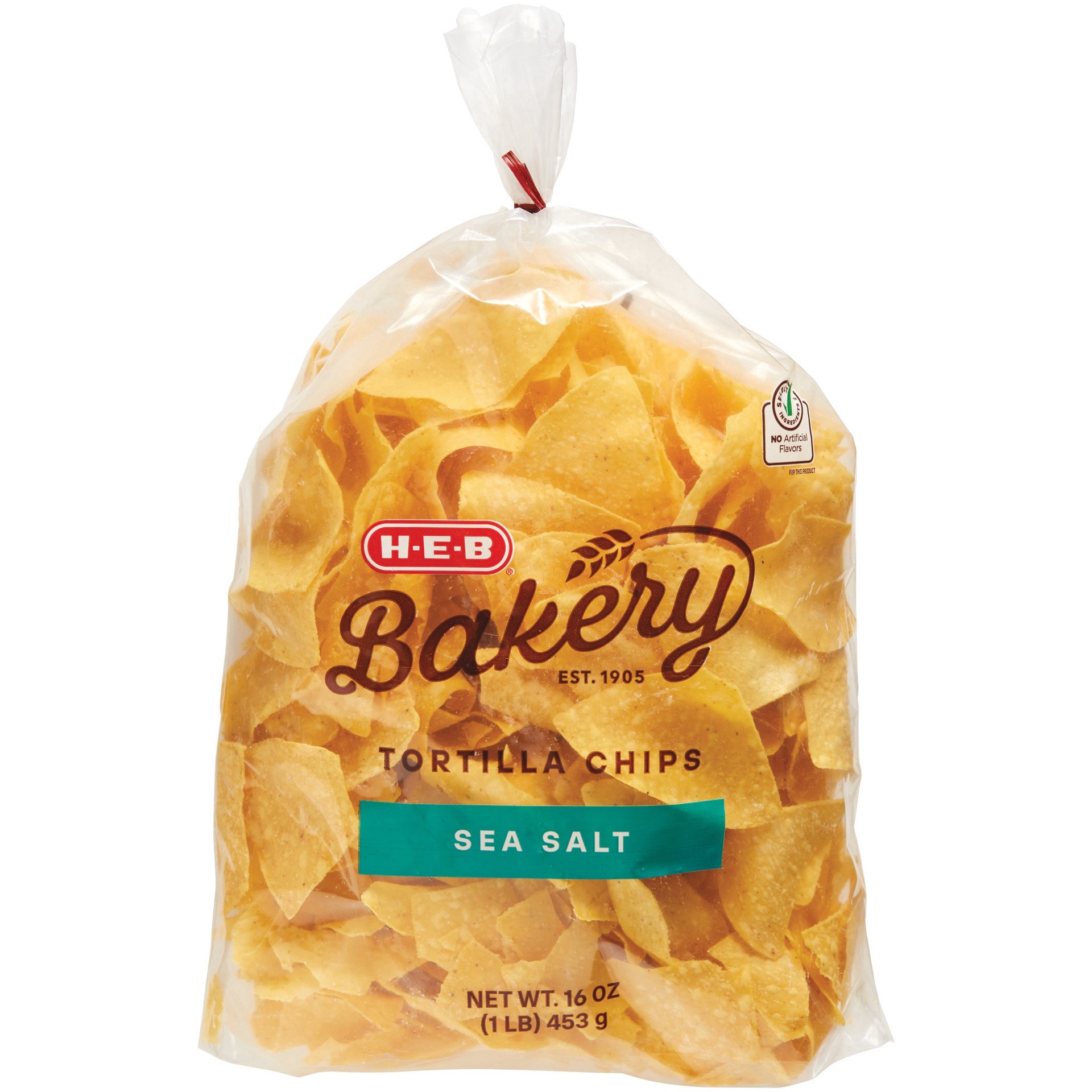 slide 1 of 1, H-E-B Bakery Tortilla Chips - Sea Salt, 16 oz