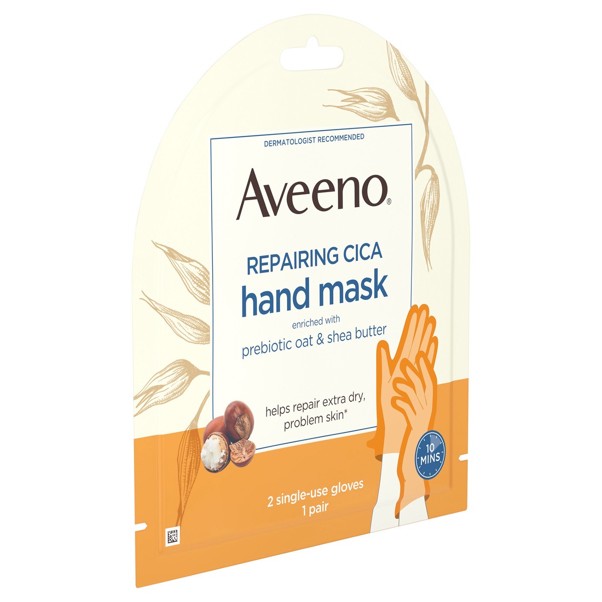 slide 3 of 7, Aveeno Repairing CICA Hand Mask with Prebiotic Oat and Shea Butter for Extra Dry Skin, Paraben-Free and Fragrance-Free, 1 Pair of Single-Use Gloves, 1 ct