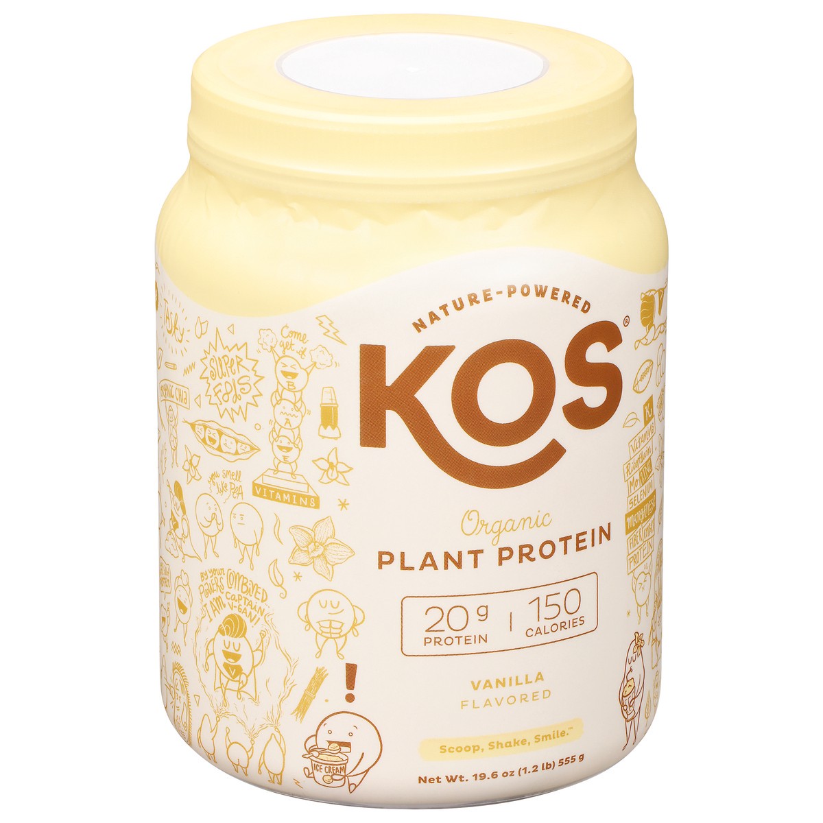 slide 2 of 9, KOS Organic Vanilla Flavored Plant Protein 19.6 oz, 19.6 oz