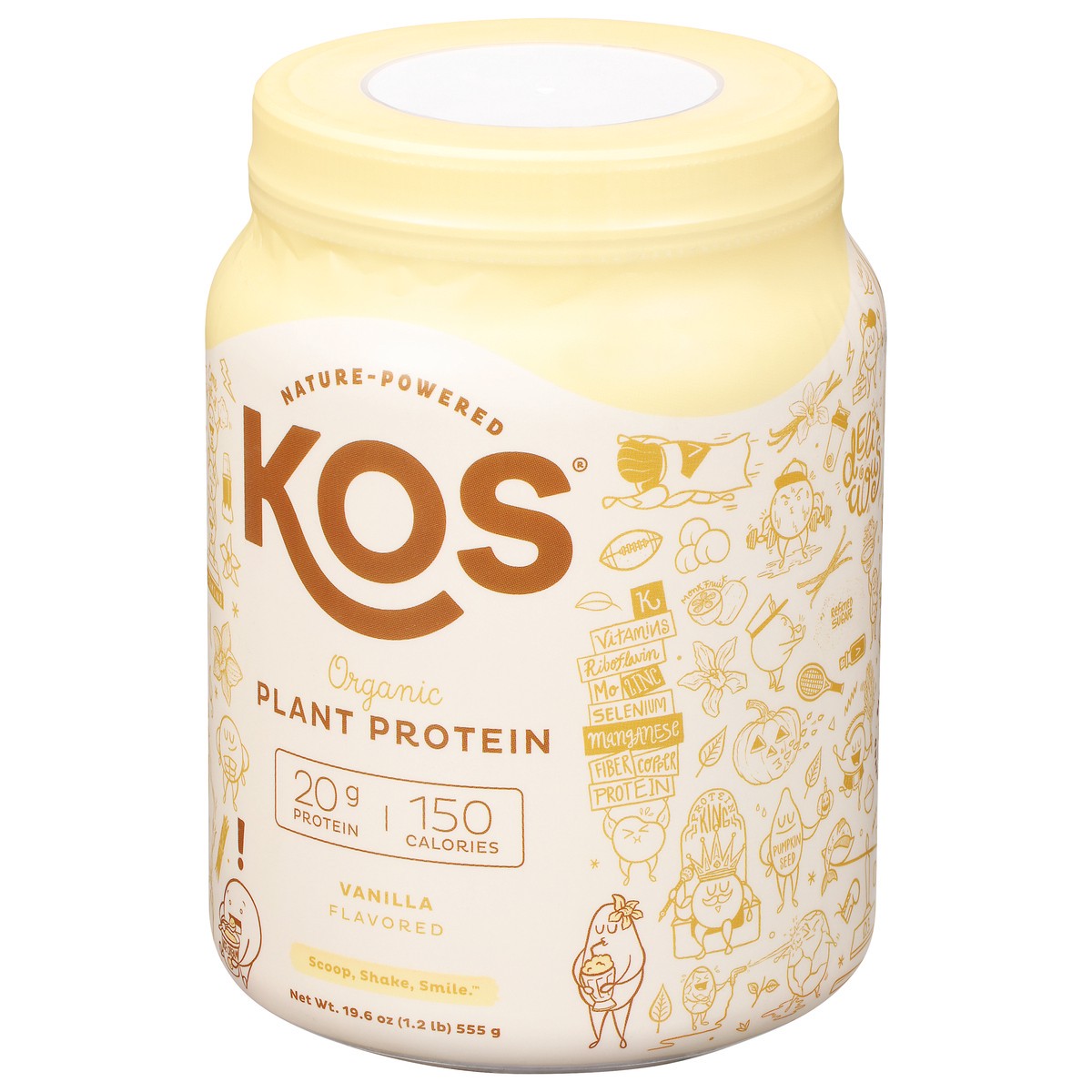 slide 3 of 9, KOS Organic Vanilla Flavored Plant Protein 19.6 oz, 19.6 oz