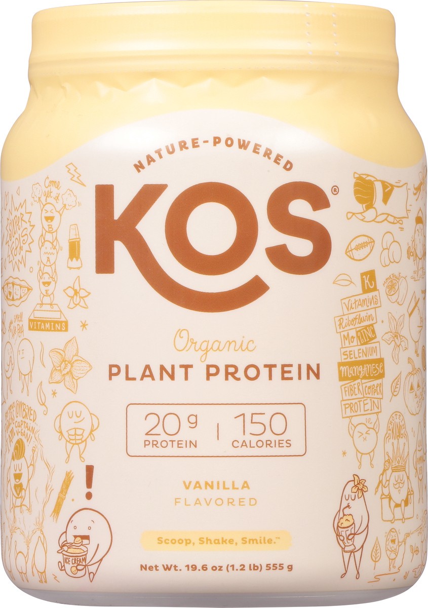 slide 6 of 9, KOS Organic Vanilla Flavored Plant Protein 19.6 oz, 19.6 oz