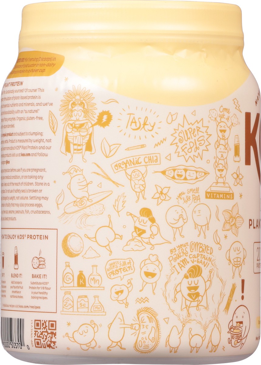 slide 7 of 9, KOS Organic Vanilla Flavored Plant Protein 19.6 oz, 19.6 oz