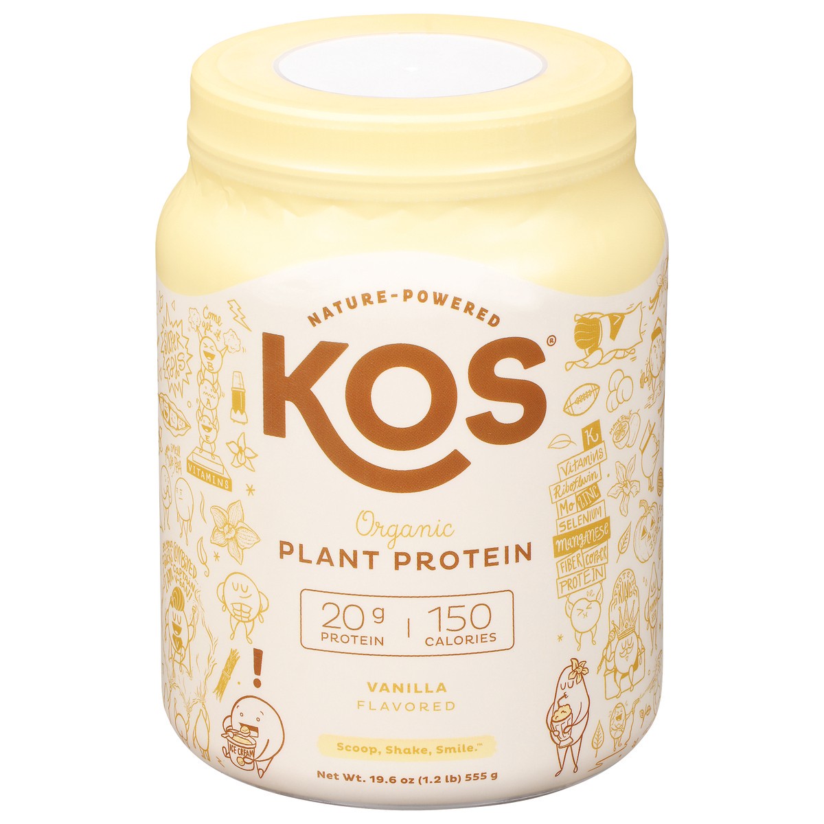 slide 1 of 9, KOS Organic Vanilla Flavored Plant Protein 19.6 oz, 19.6 oz