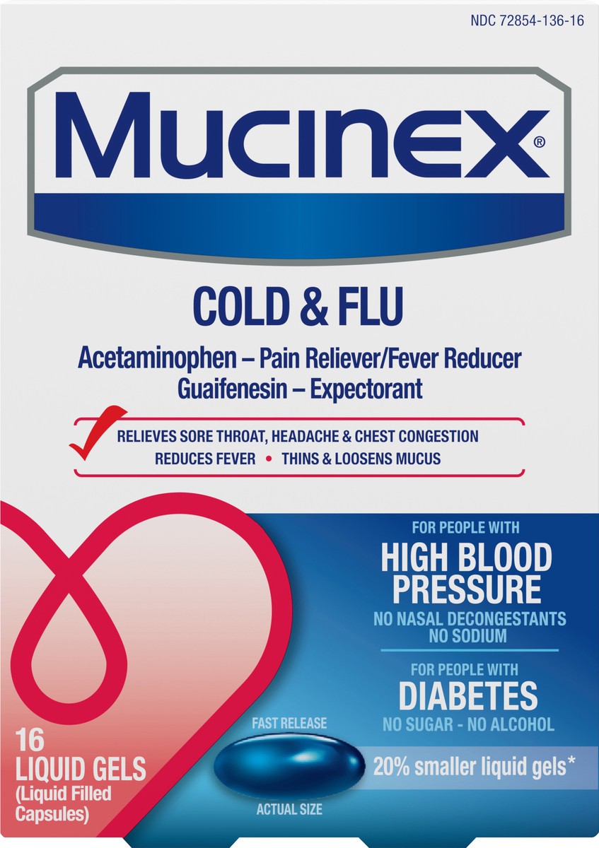 slide 10 of 11, Mucinex Cold & Flu Liquid Gel, 16 ct