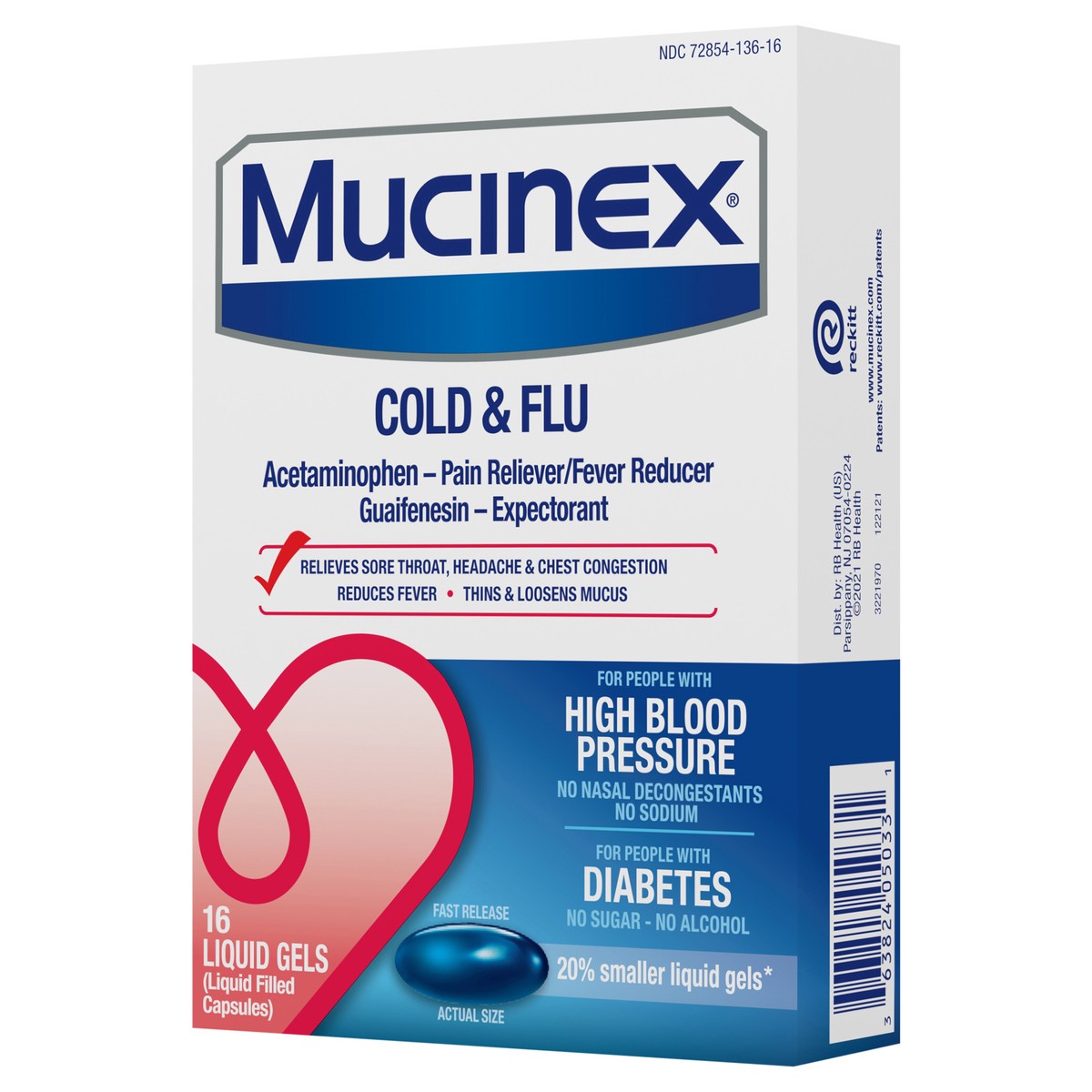 slide 11 of 11, Mucinex Cold & Flu Liquid Gel, 16 ct