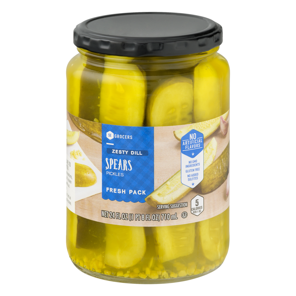 slide 1 of 1, SE Grocers Spears Pickles Fresh Pack Zesty Dill, 24 oz