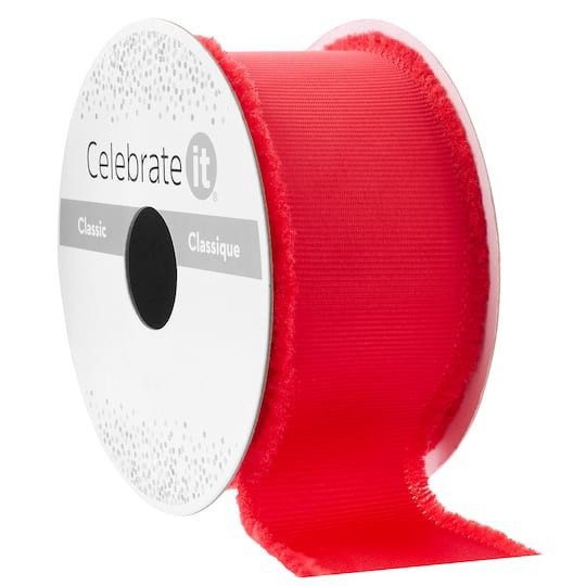 slide 1 of 2, 1.5" X 3yd. Fringed Edge Ribbon By Celebrate It, 1.5 in x 3 yd