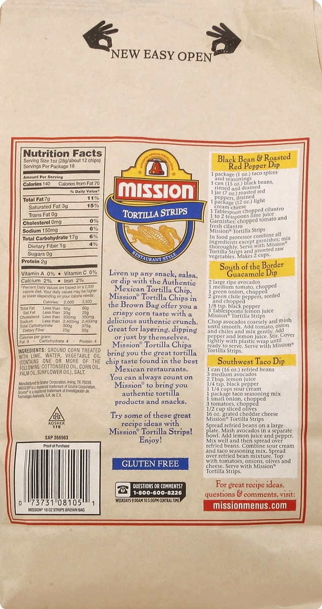 slide 4 of 5, Mission Tortilla Strips 18 oz, 18 oz