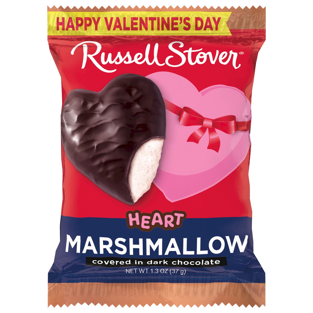 slide 1 of 1, RUSSELL STOVER Valentine's Day Dark Chocolate Marshmallow Heart, 1.3 oz., 1.3 oz