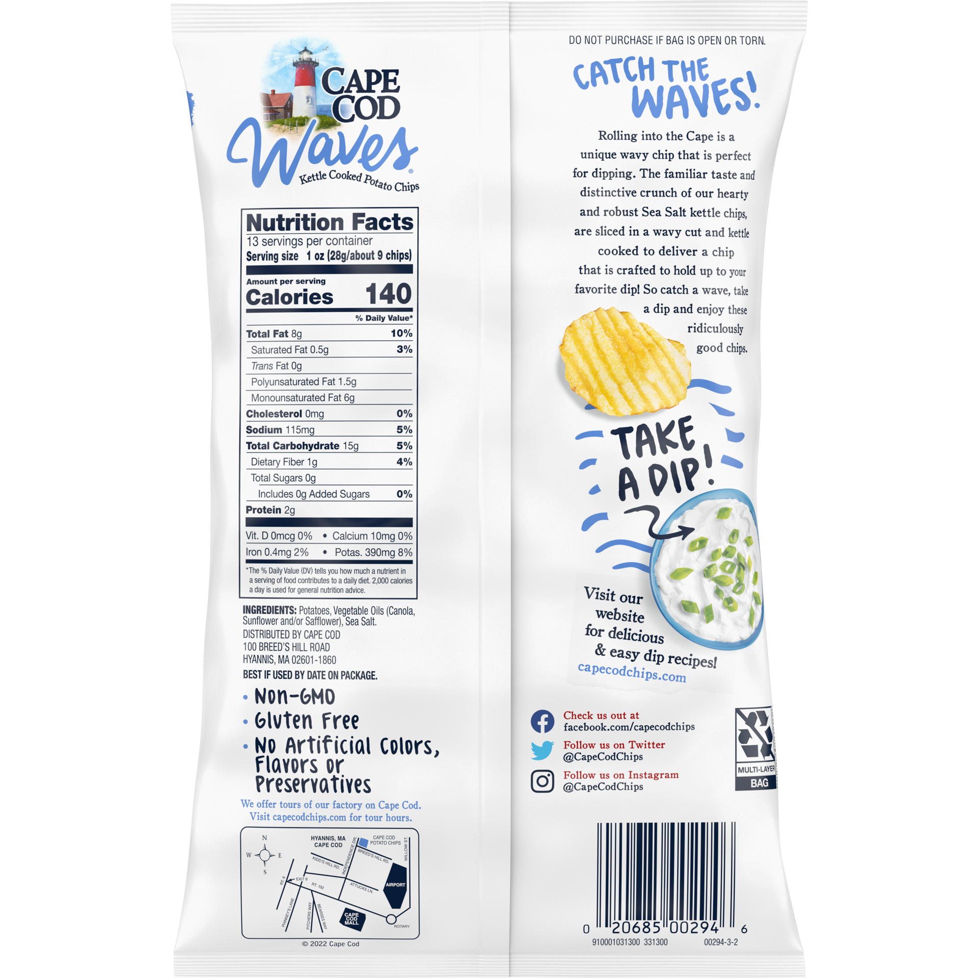 slide 3 of 5, Cape Cod Sea Salt Chips, 13 oz