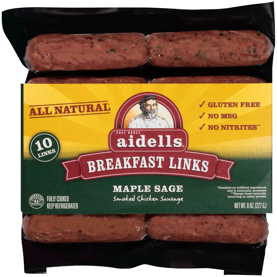 slide 1 of 1, Aidells Maple Sage Chicken Link Sausage, 8 oz