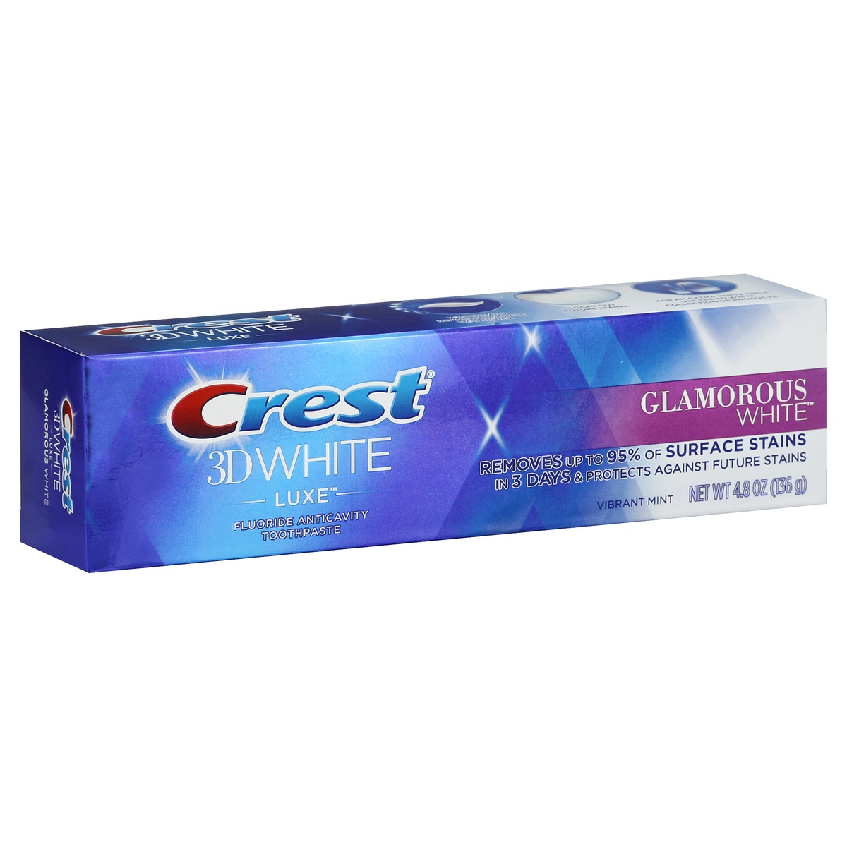 slide 1 of 2, Crest 3D White Luxe Glamorous White Whitening Toothpaste - Vibrant Mint, 4.7 oz