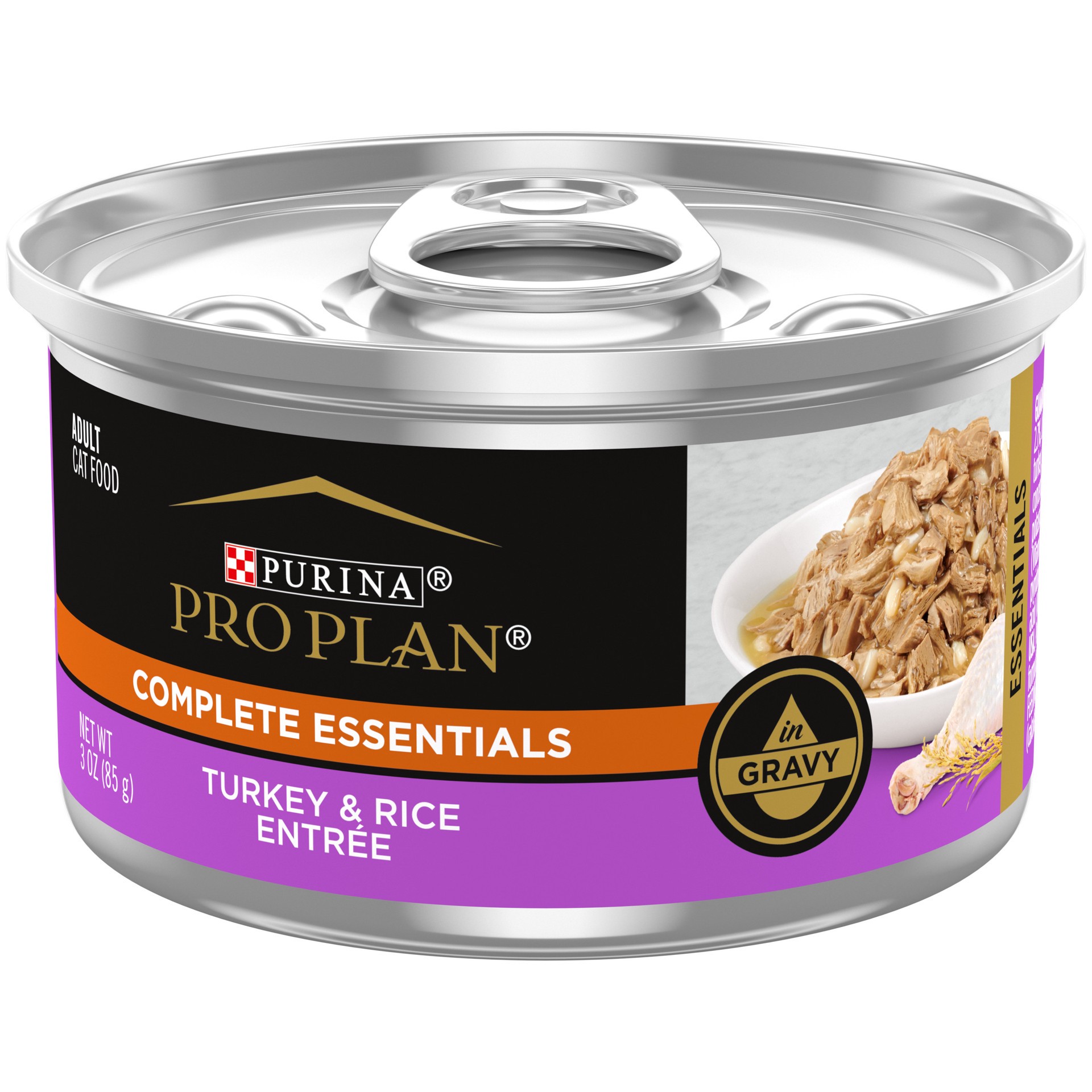 slide 1 of 6, Pro Plan Purina Pro Plan High Protein Cat Food With Gravy, Turkey and Rice Entree, 3 oz