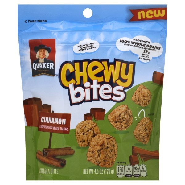 slide 1 of 3, Quaker Cinnamon Chewy Bites, 4.5 oz