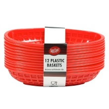 slide 1 of 1, TableCraft Red Plastic Oval Baskets, 12 ct