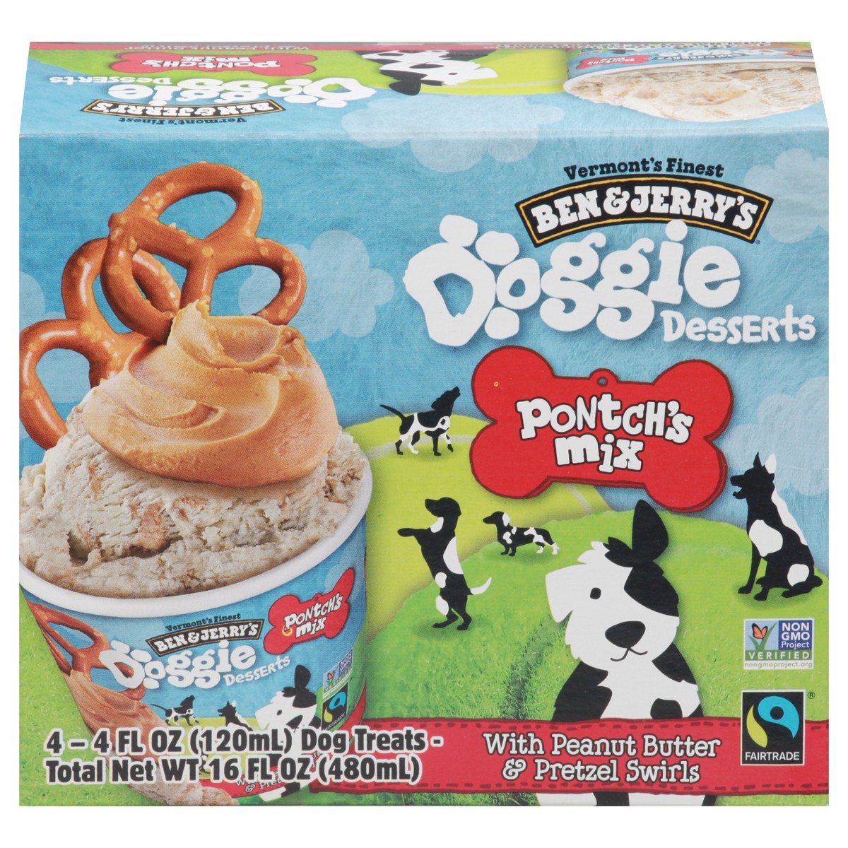 slide 1 of 9, Ben & Jerry's Pontch's Mix Doggie Desserts 4 - 4 fl oz Cups, 4 ct