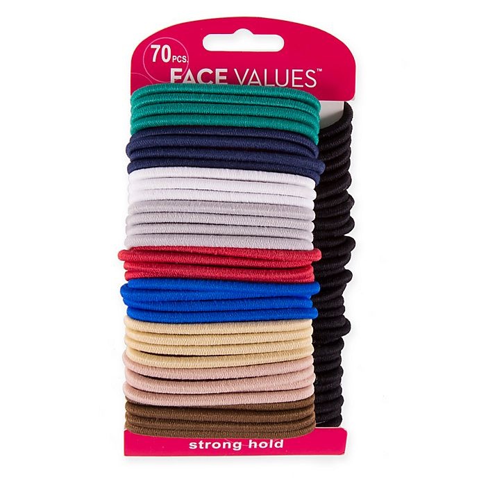 slide 1 of 2, Karina Harmon Face Values Elastic Band Ponytail Holders - Black and Multi, 70 ct