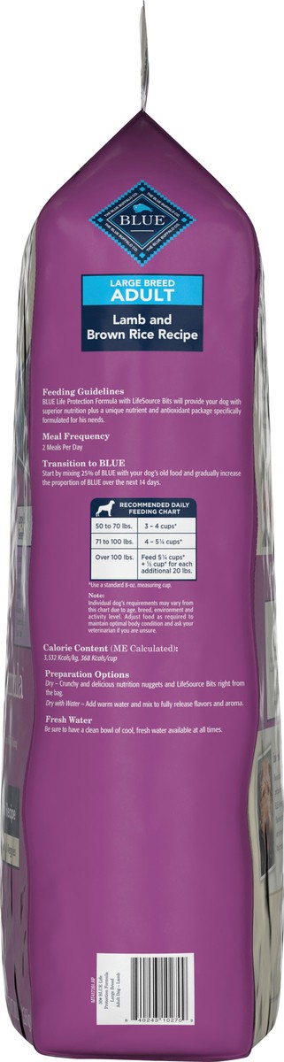 slide 3 of 10, Blue Buffalo Life Protection Formula Natural Adult Large Breed Dry Dog Food, Lamb and Brown Rice 30-lb, 30 lb