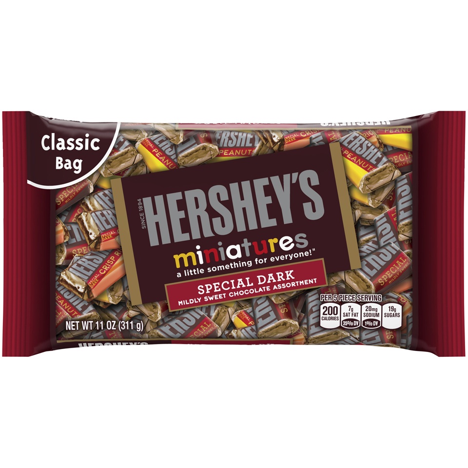 slide 1 of 5, Hershey's Special Dark Miniatures Chocolate Candy, 11 oz