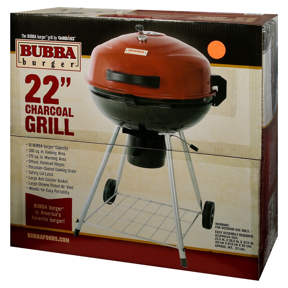 slide 3 of 9, BUBBA Burger 22 Inch Charcoal Grill 1 ea Box, 22 in