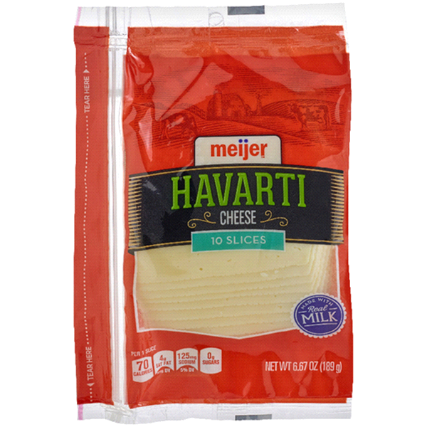 slide 1 of 1, Meijer Natural Sliced Havarti Cheese, 6.67 oz