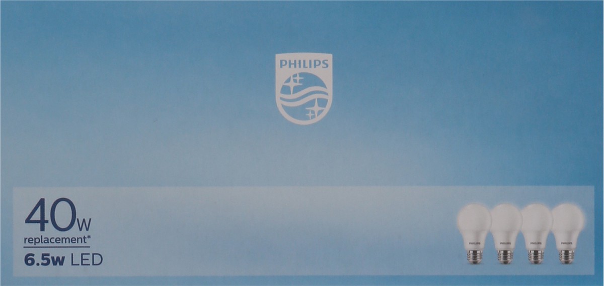 slide 3 of 9, Philips 6.5-Watt (40-Watt) A19 Led Light Bulbs, 4 ct