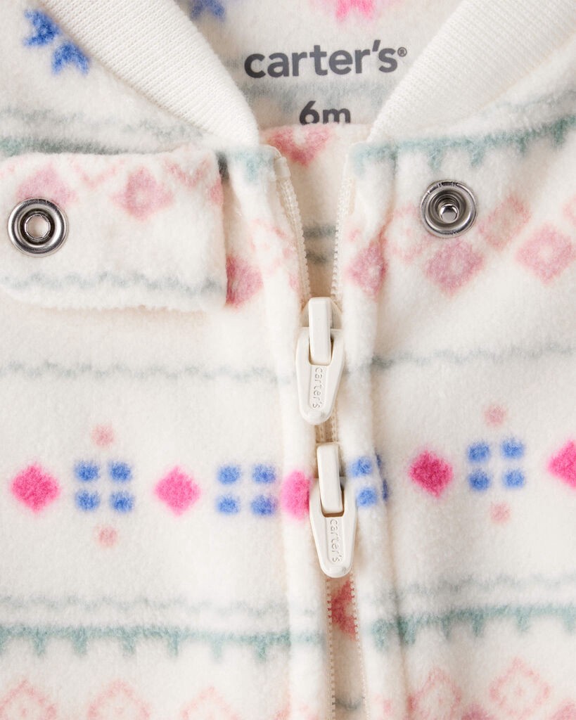 slide 3 of 3, Carter's Carters Baby Girl Fair Isle Fleece Long-Sleeve Loose Fit Sleep & Play Pajamas Multi 9M, 1 ct