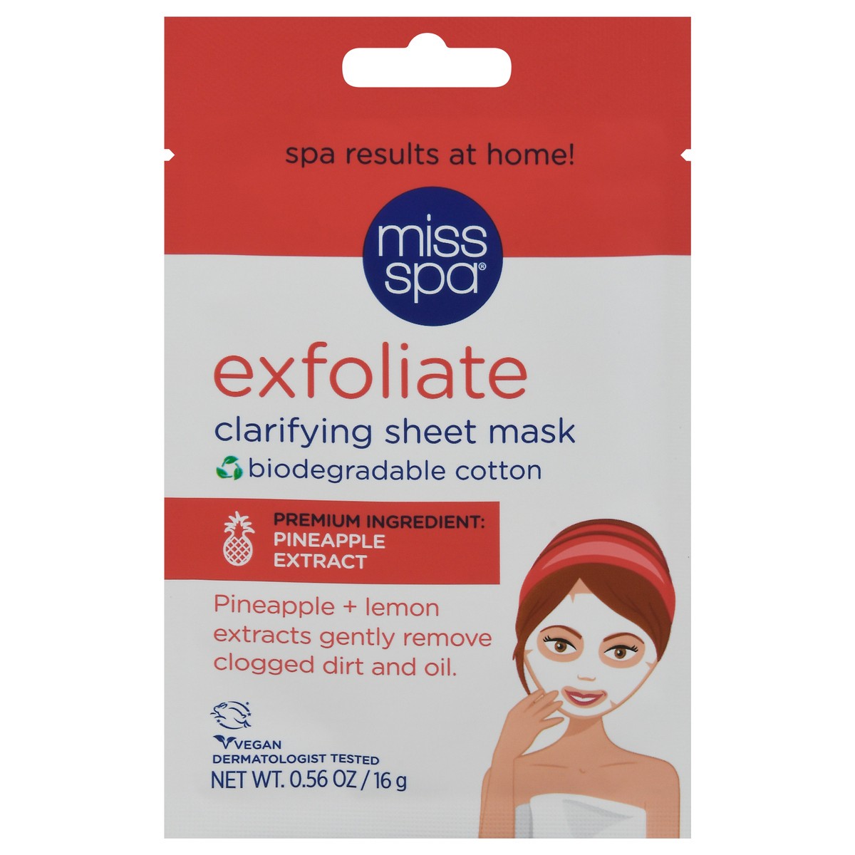 slide 7 of 13, Miss Spa Exfoliate Clarifying Sheet Mask 0.56 oz, 0.56 oz
