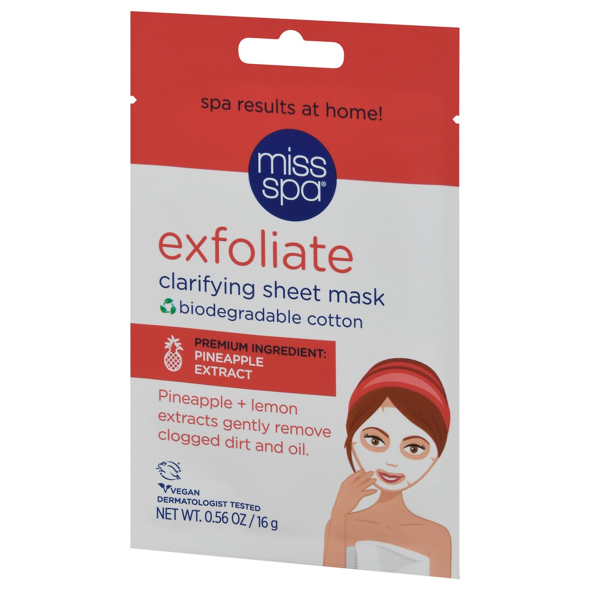 slide 3 of 13, Miss Spa Exfoliate Clarifying Sheet Mask 0.56 oz, 0.56 oz