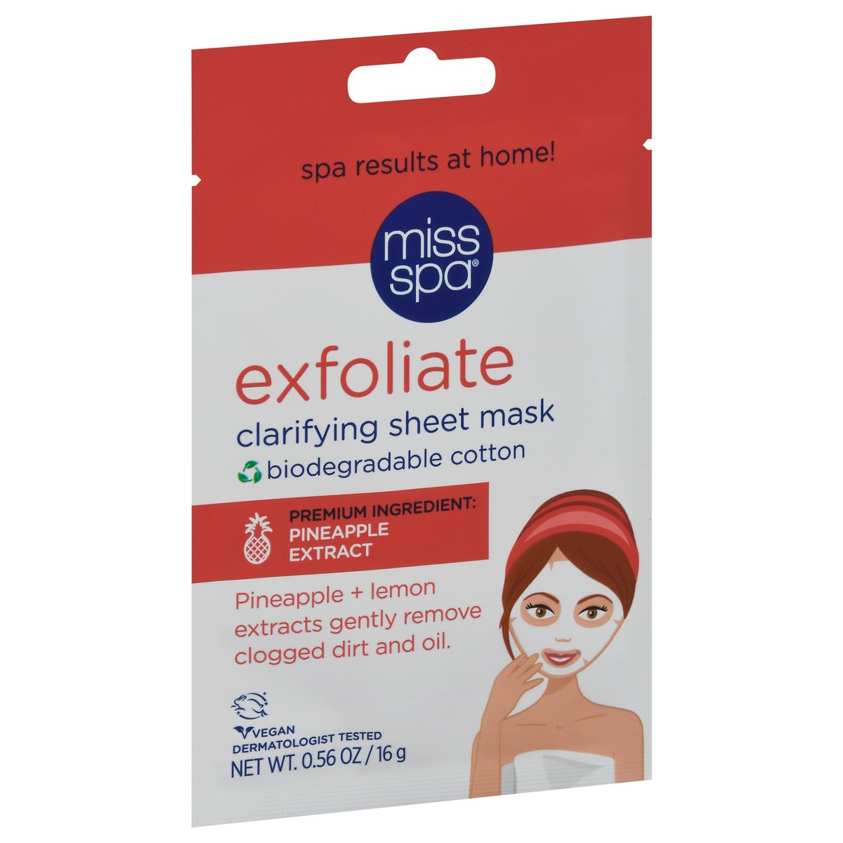 slide 12 of 13, Miss Spa Exfoliate Clarifying Sheet Mask 0.56 oz, 0.56 oz