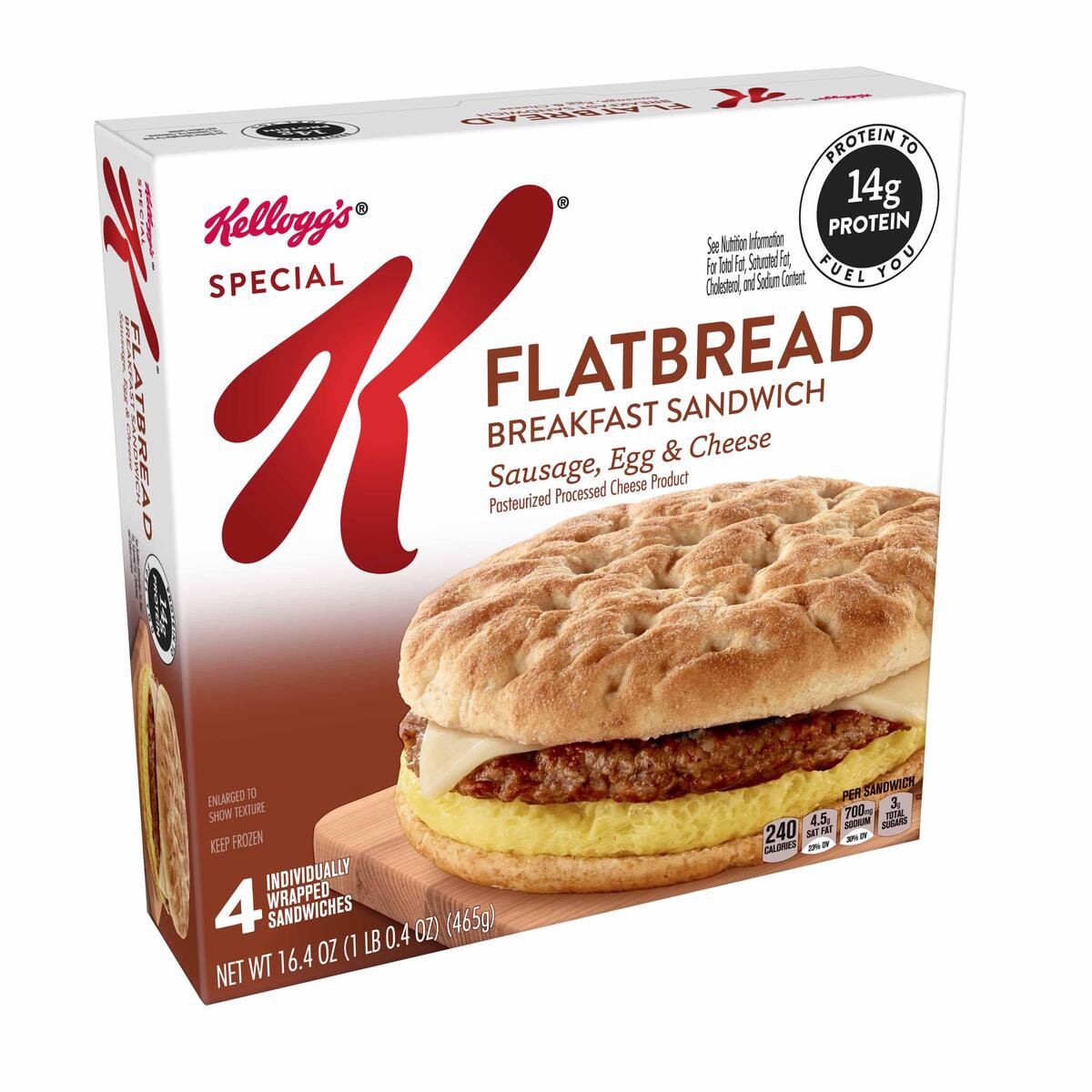 slide 7 of 9, Special K Flatbread Breakfast Sandwiches, Excellent Source of Protein, 16.4 oz