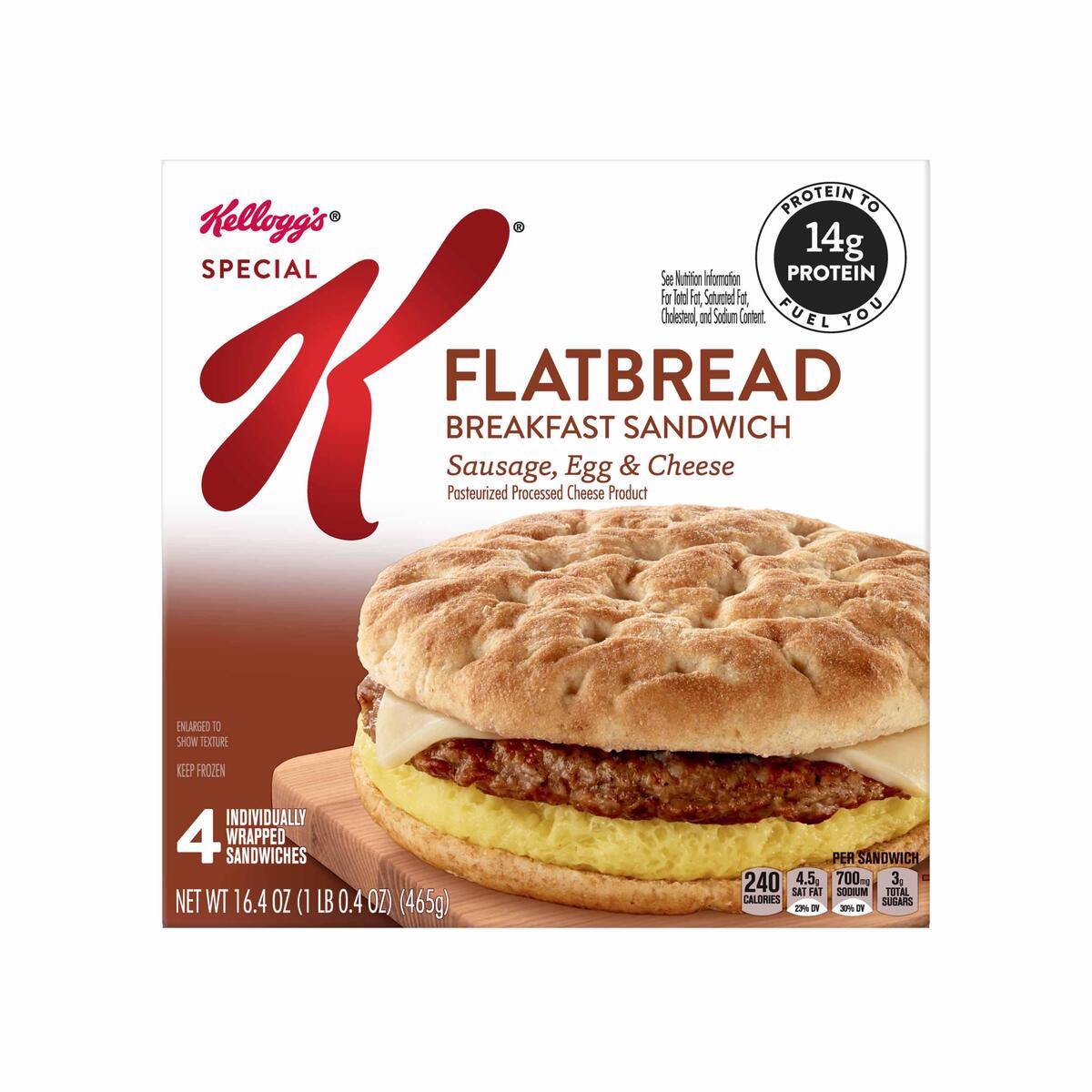 slide 2 of 9, Special K Flatbread Breakfast Sandwiches, Excellent Source of Protein, 16.4 oz