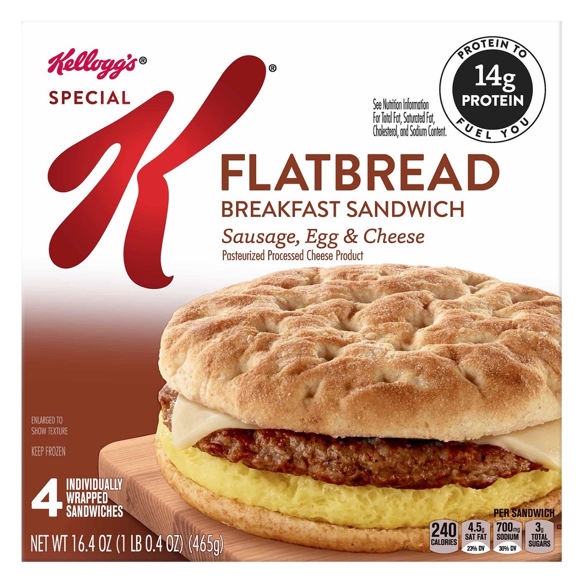 slide 1 of 9, Special K Flatbread Breakfast Sandwiches, Excellent Source of Protein, 16.4 oz