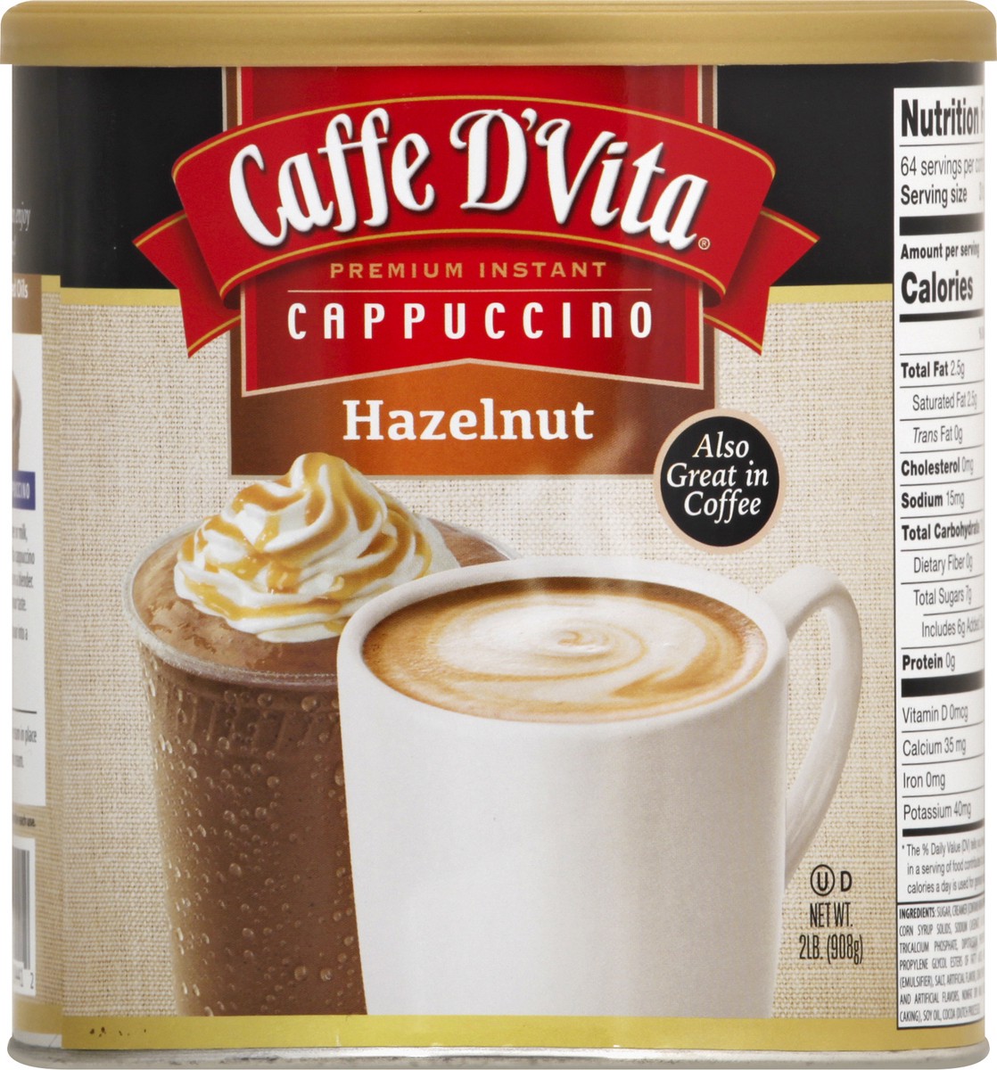 slide 3 of 13, Caffe D'Vita Premium Instant Hazelnut Cappuccino - 2 lb, 2 lb