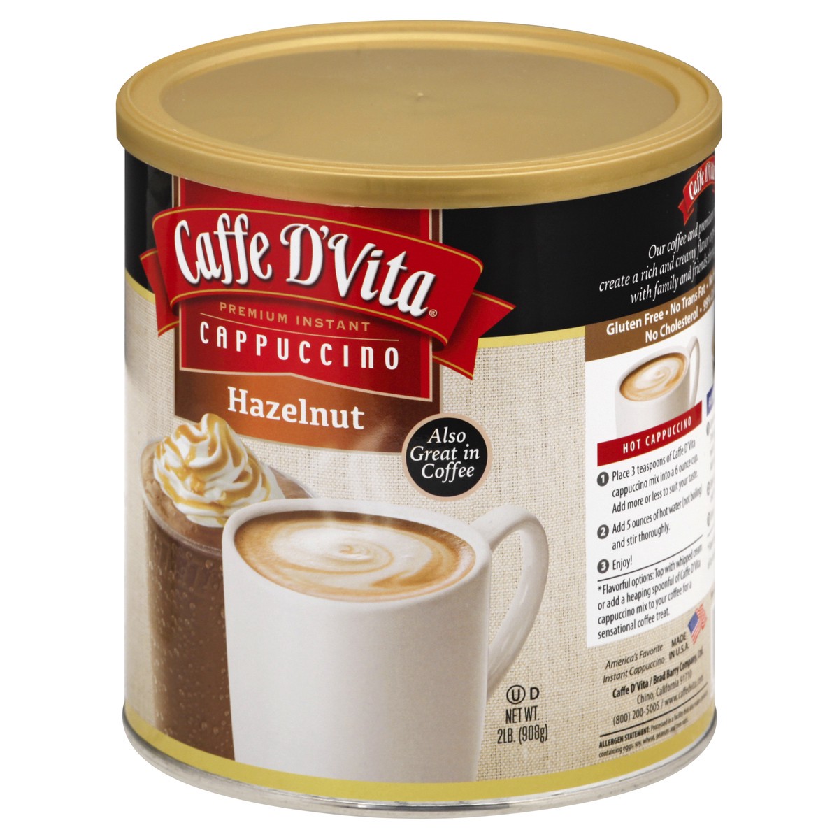 slide 11 of 13, Caffe D'Vita Premium Instant Hazelnut Cappuccino - 2 lb, 2 lb