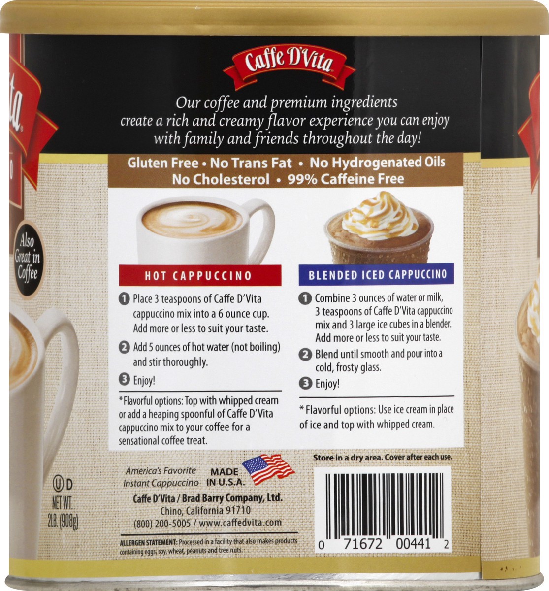 slide 4 of 13, Caffe D'Vita Premium Instant Hazelnut Cappuccino - 2 lb, 2 lb