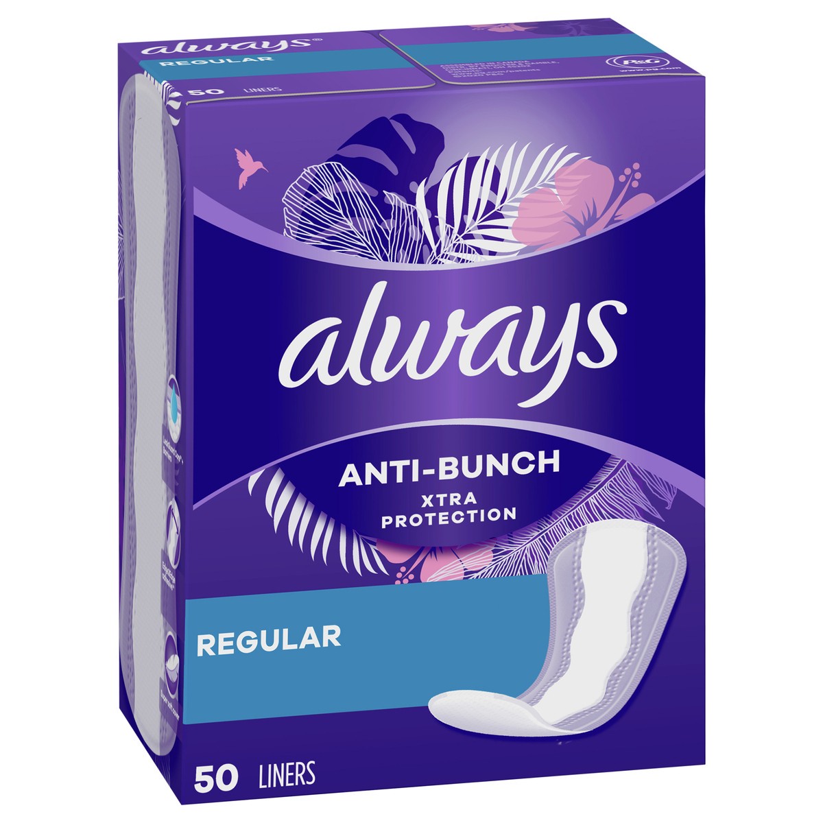 slide 2 of 4, Always Anti-Bunch Xtra Protection Regular Liners 50 ea, 50 ct