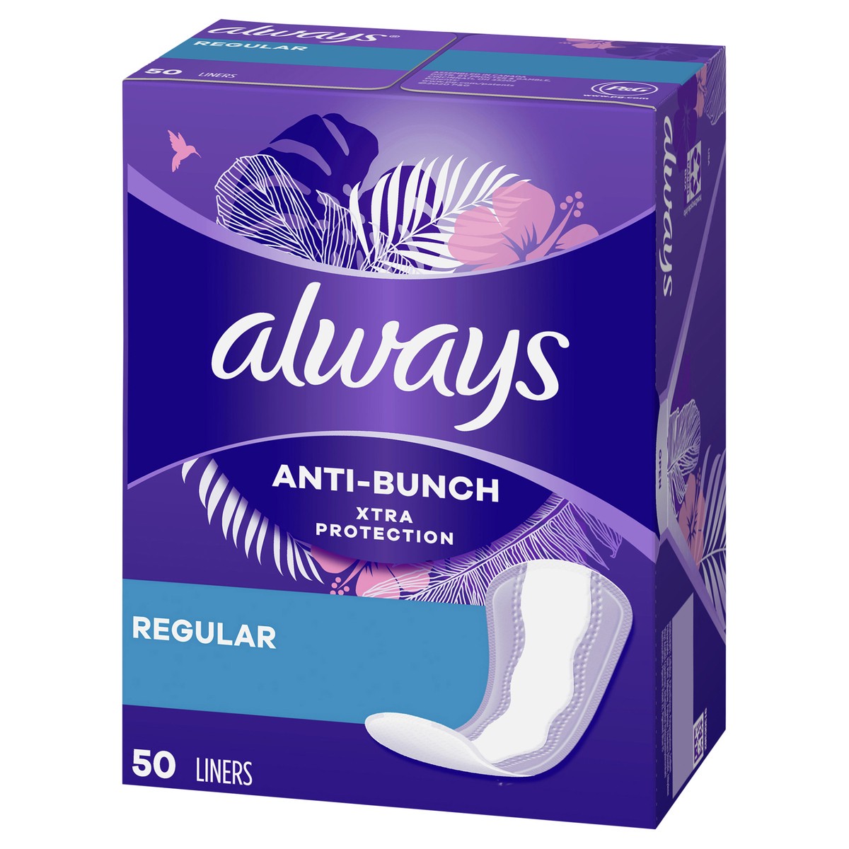 slide 3 of 4, Always Anti-Bunch Xtra Protection Regular Liners 50 ea, 50 ct