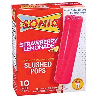 slide 1 of 1, Sonic Strawberry Lemonade Slushed Pops, 10 ct