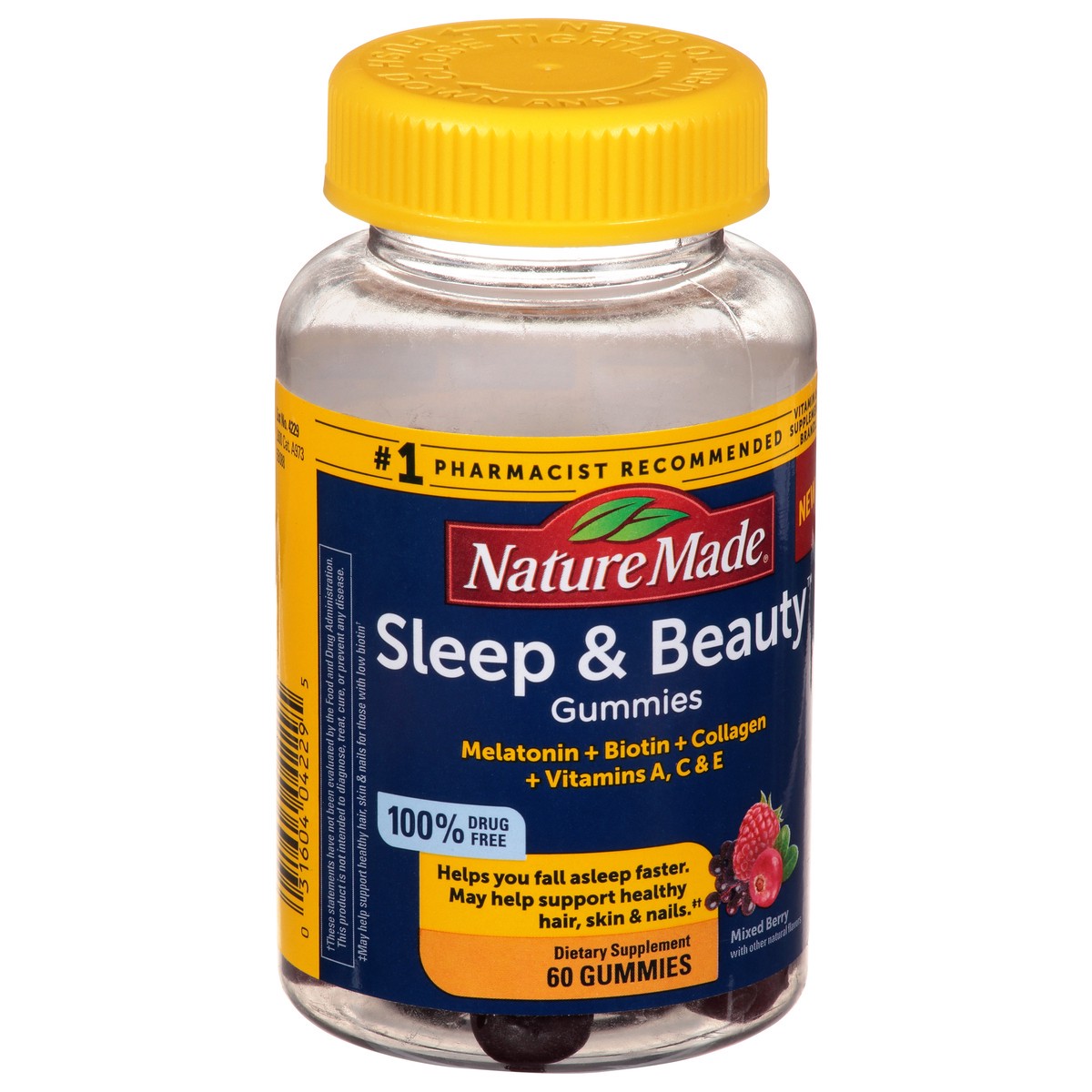 slide 2 of 10, Nature Made Sleep & Beauty Vitamins, Melatonin Helps You Fall Asleep Faster, Biotin May Help Support Healthy Hair, Skin, and Nails, Plus Hydrolyzed Collagen, Vitamins A, C, and E, 60 Gummies, 60 ct
