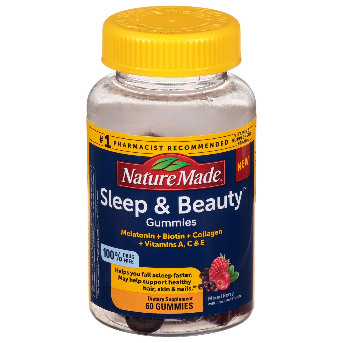 slide 1 of 10, Nature Made Sleep & Beauty Vitamins, Melatonin Helps You Fall Asleep Faster, Biotin May Help Support Healthy Hair, Skin, and Nails, Plus Hydrolyzed Collagen, Vitamins A, C, and E, 60 Gummies, 60 ct