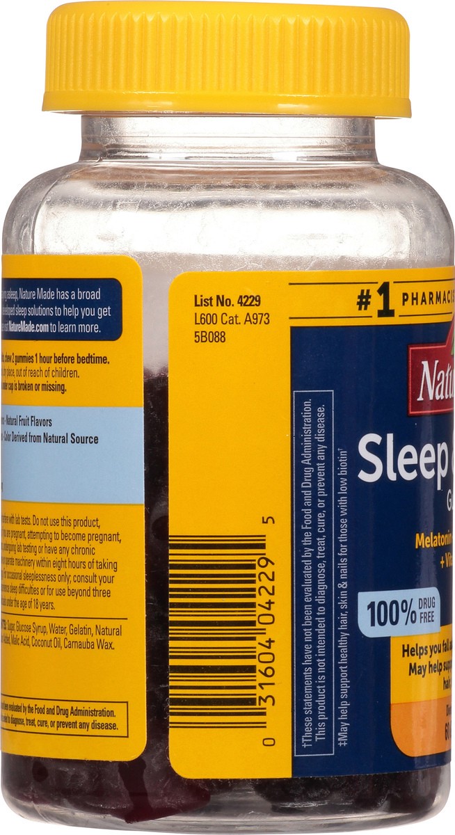 slide 6 of 10, Nature Made Sleep & Beauty Vitamins, Melatonin Helps You Fall Asleep Faster, Biotin May Help Support Healthy Hair, Skin, and Nails, Plus Hydrolyzed Collagen, Vitamins A, C, and E, 60 Gummies, 60 ct