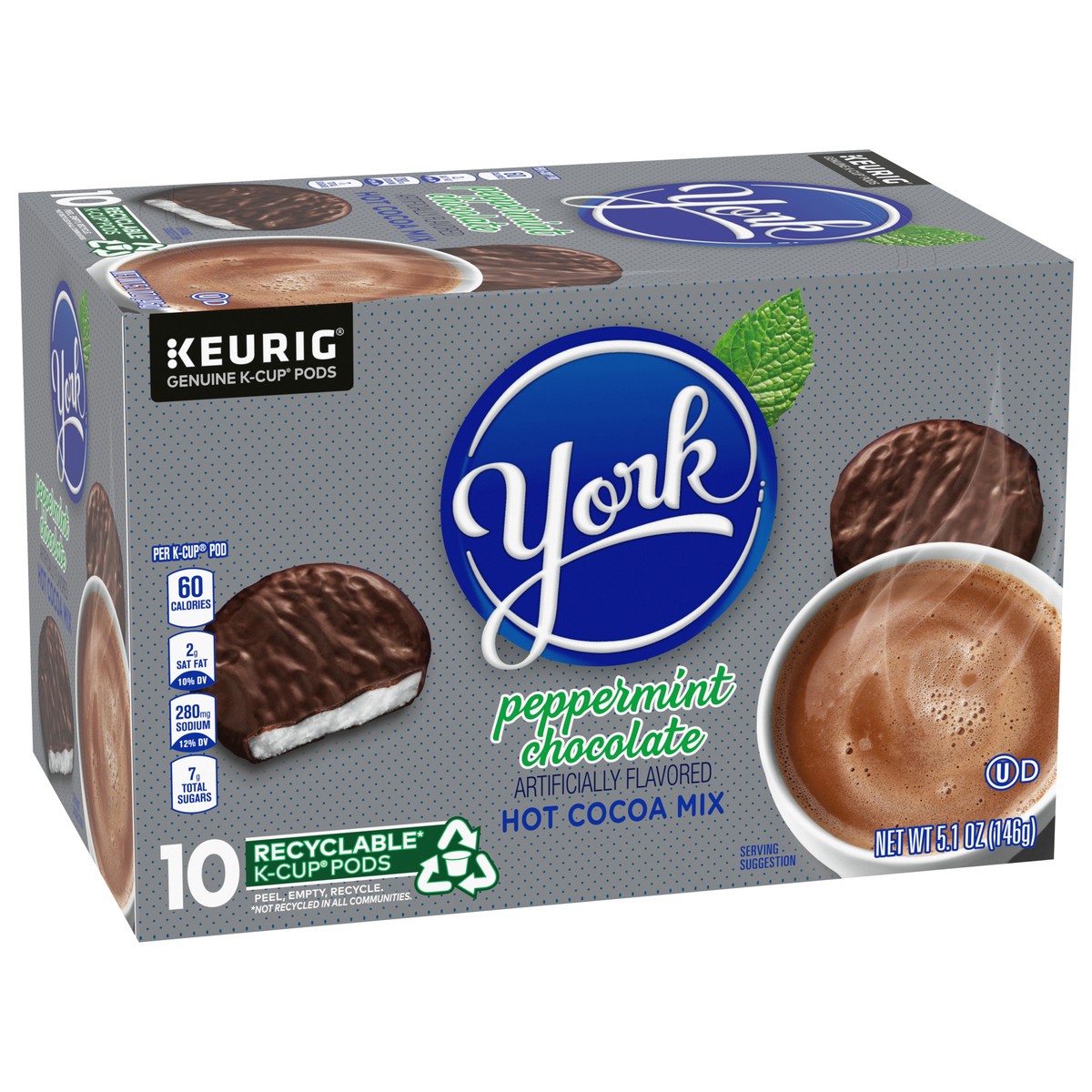 slide 11 of 11, Keurig York Peppermint Chocolate Hot Cocoa Mix K-Cup Pods 10 Box, 5.1 oz