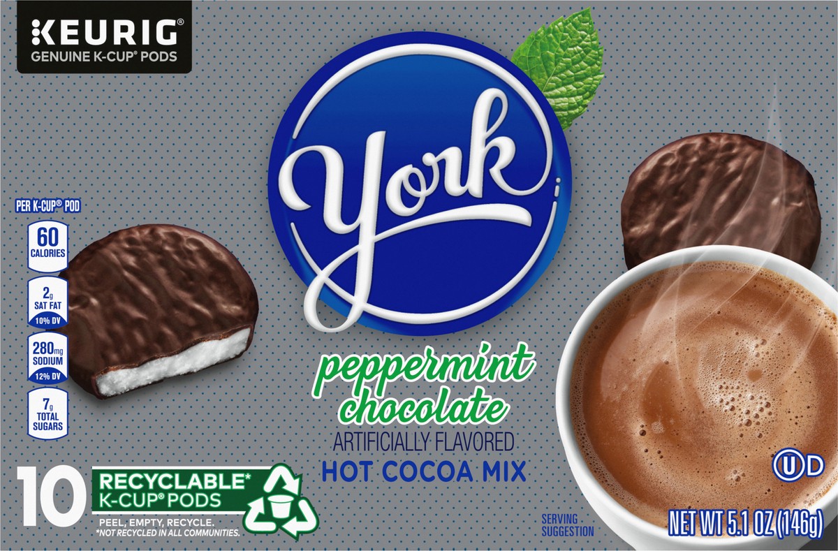 slide 1 of 11, Keurig York Peppermint Chocolate Hot Cocoa Mix K-Cup Pods 10 Box, 5.1 oz